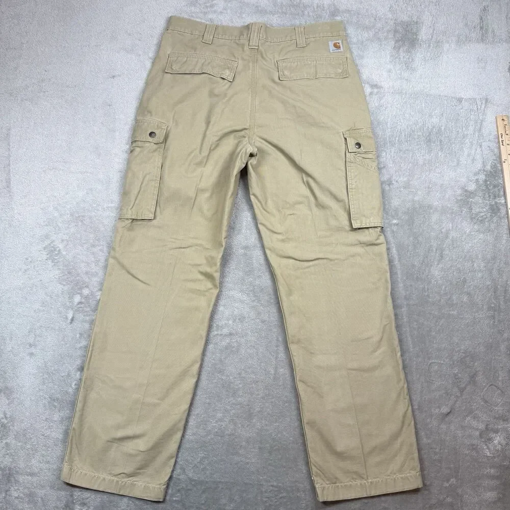 Carhartt Men's Work Pant 36x32 Khaki Relaxed Fit Rugged Cargo Canvas Carpenter - Picture 2 of 10